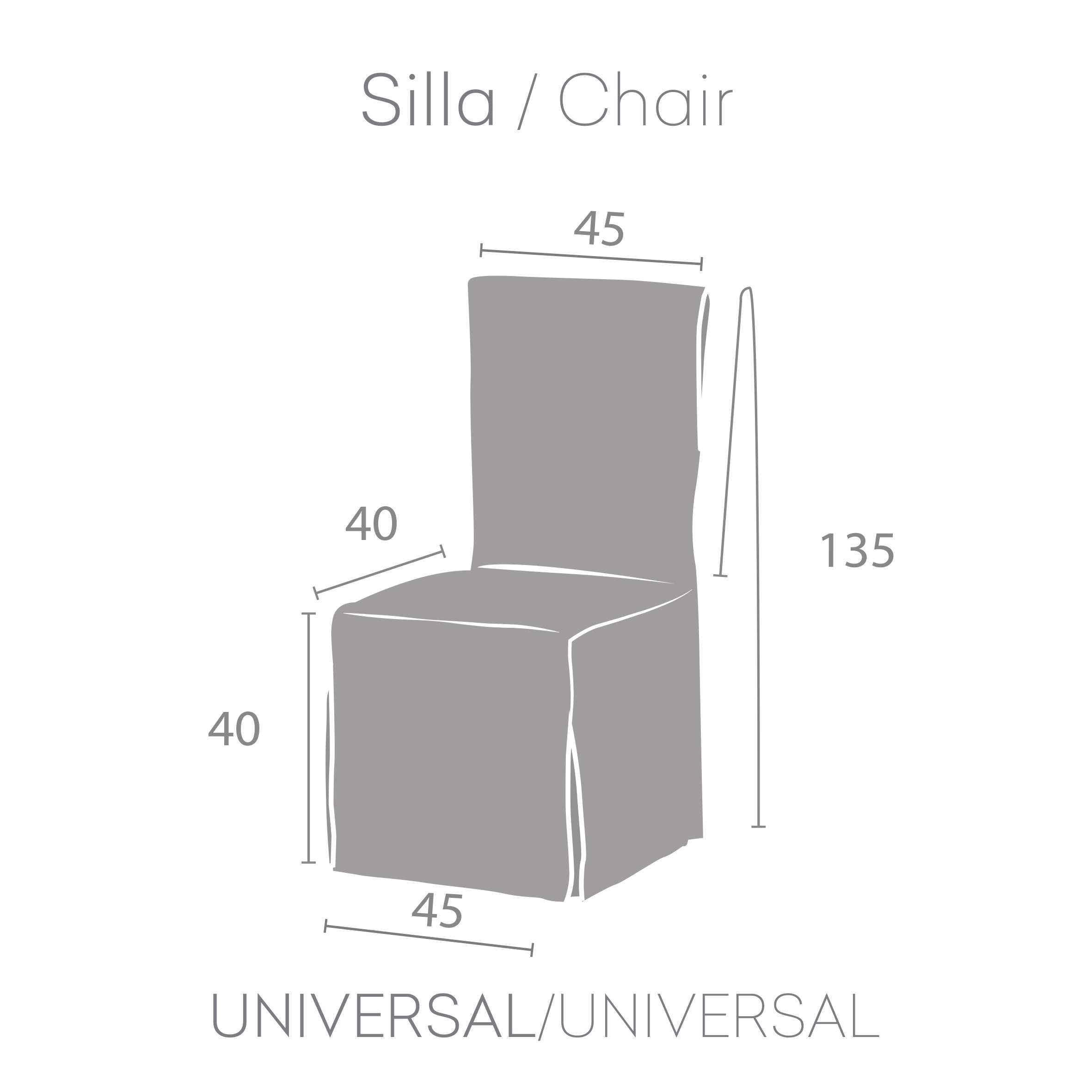 Pack 2 fundas de silla Jaz con respaldo bielástica crudo 40 - 60 cm